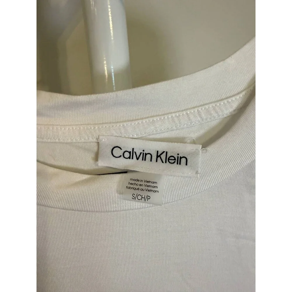 Calvin Klein White Sleeveless Ruched-Shoulder Top – Size S – NWT – $49